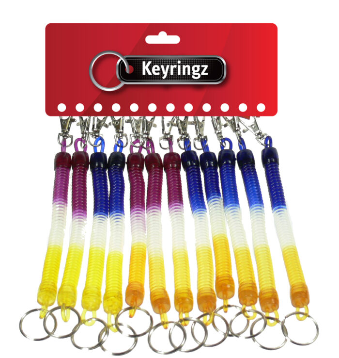 Multi Coloured Spiral with Mini Clip Keyring