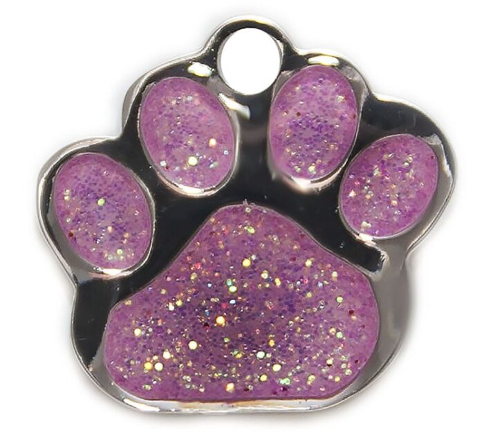 Pet tag Shaped Paw Glitter Pin