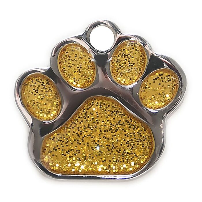 Pet Tag Shaped Paw Glitter Gol