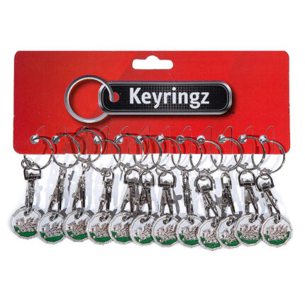 Trolley Coin New Welsh Dragon Keyring