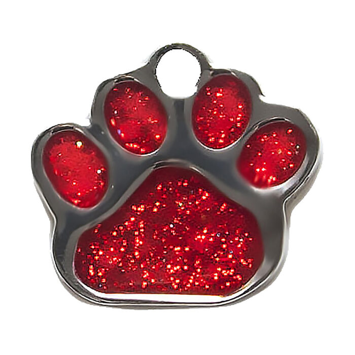 Paw Shaped Tag Glitter Red - Image 1