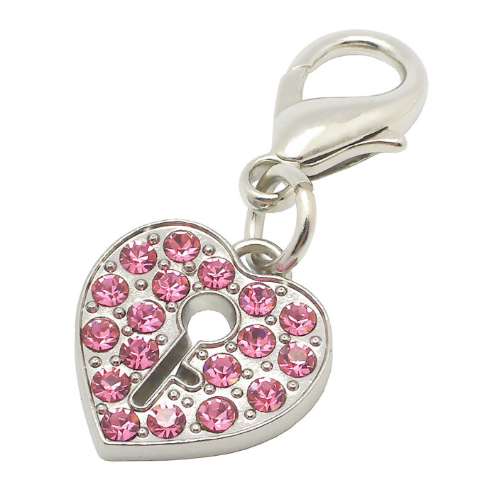 Pet Charm Crystal L/Heart Pink - Image 1