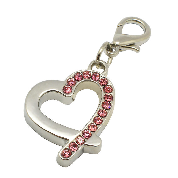 Pet Charm Red Crystal Heart - Image 1
