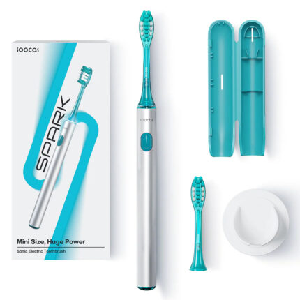 SOOCAS Electric Sonic Toothbrush: Mini Portable Travel Toothbrush, 2 Hours for 40 Days Travel Case - Silver Spark
